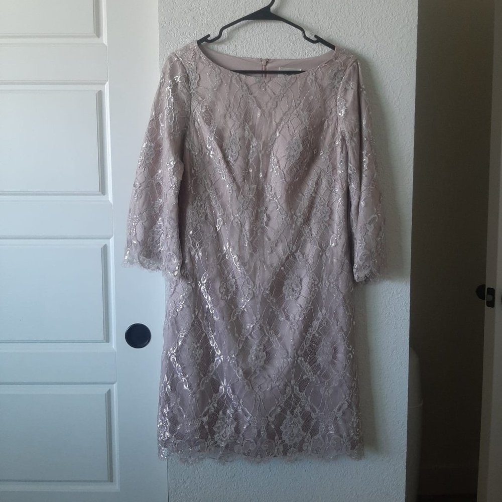NWT Eliza J Lace Overlay 3/4 Length Sleeve Sheath Dress